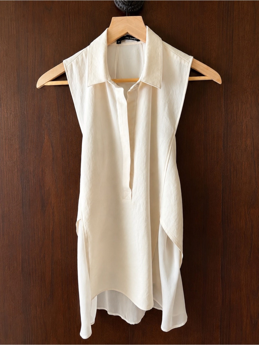 The Kooples Sleeveless Cream Collared Tunic Top